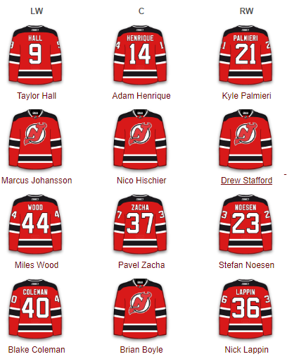 new jersey devils lineup for tonight